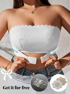 Plus Size Women's Sexy strapless bra, front closure design, smooth and wire-free for comfortable, everyday wear, Breathable Comfy Bra