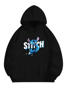 Disney Stitch Hoodie Black with Vibrant Stitch Graphic for Fans of Disney Animation Comfortable Stylish Everyday Wear
