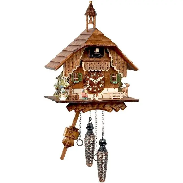 Alexander Taron 429Q Engstler Wood Battery-Operated Cuckoo Clock - Full Size, Belltower Shape, Home Decor, Gifting Option