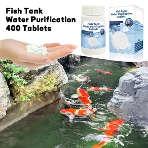 Fish Tank Water Purifier Cleaner Tablets, 1 Bottle/400 Pieces, Removes Chlorine, Improves Water Quality, Suitable for Ponds, Aquarium Care Essentials