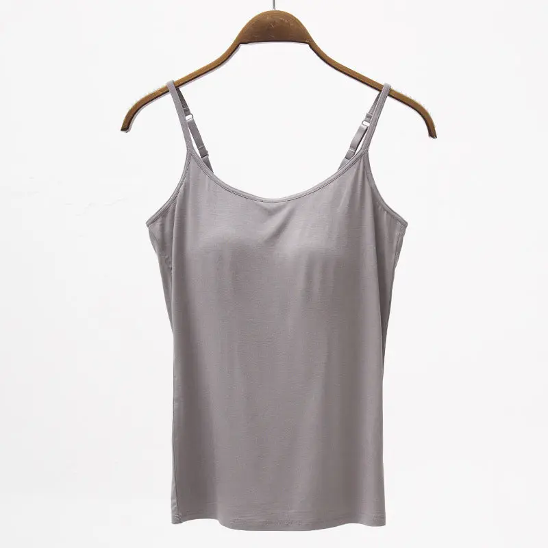 Seamless Camisole with Built-in Bra and Chest Pad