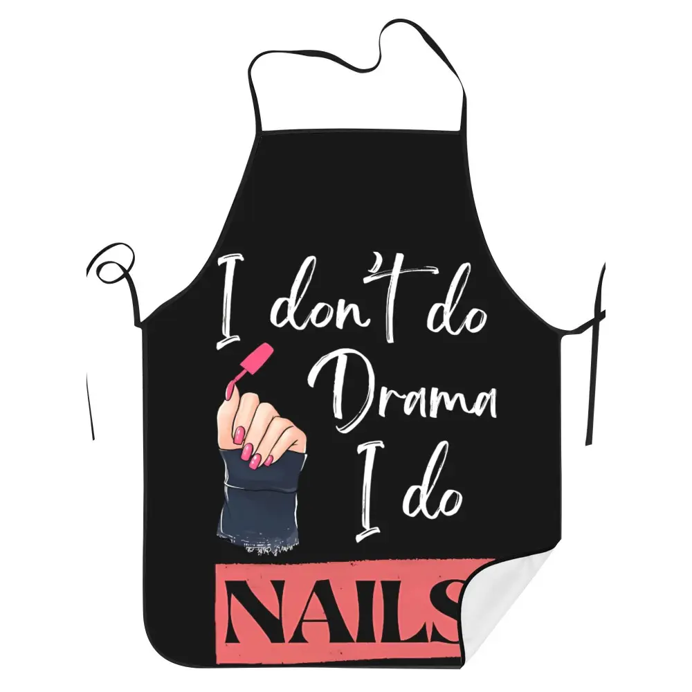 1pc Funny "I Don't Do Nail Art" Nail Polish Bottle Print Apron - Black & Pink Nail Salon Apron for Nail Artists, Manicurists, at home Use - Humorous Smock for Nail Polish Stains ()