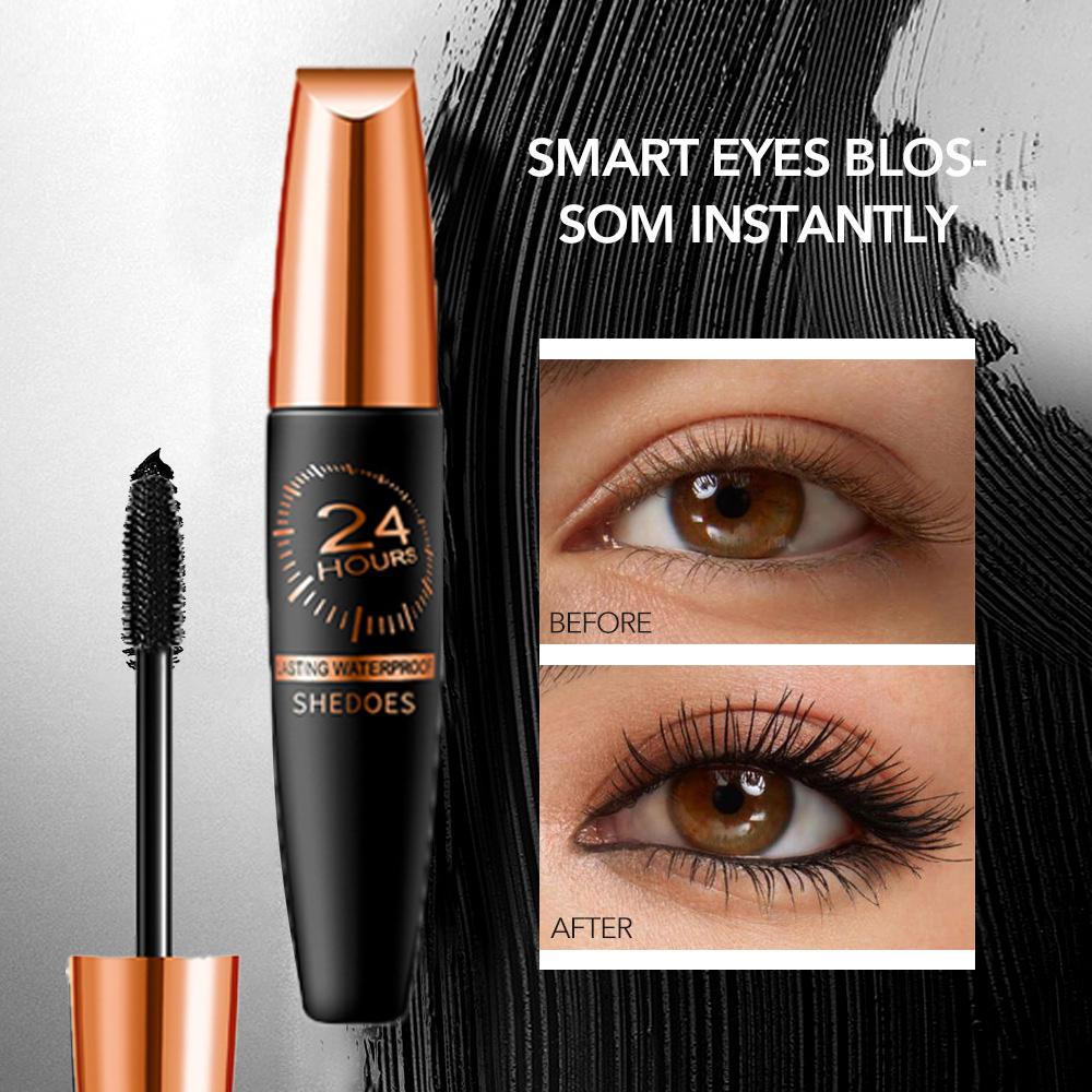 3PCS Shedoes 24-Hour Waterproof Mascara - 8D Lengthening & Volumizing, Smudge-Proof Black with Plant Squalane for All Light Beige Types, Ethically Made & Hypoallergenic, Mascara Waterproof with Plant Squalane