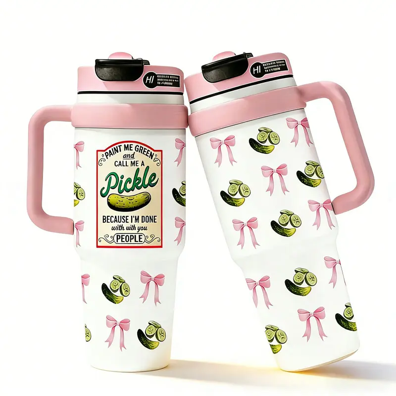 40 Oz Humorous Stainless Steel Tumbler, Paint Me Green And Call Me A Pickle Quote, WideMouth Vacuum Cup, Keeps Drinks Cold 24H And Hot 12H, Portable Drinkware For Home,Travel, Fun Gift For Pickle Lovers, Sarcastic Interesting Tumbler