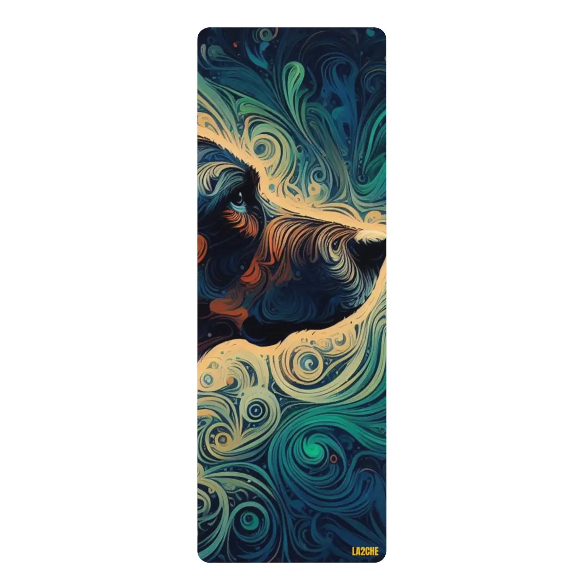 Premium Rubber Yoga Mat La2che Art Design -Dog Lovers Yoga Mat- Original Graphic Print - Vibrant Colors - Non-Slip