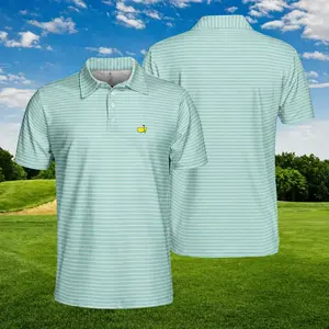 Men’s Masters 2026 Mint Pinstripe Golf Polo Shirt Premium Performance Fabric for All-Day Comfort