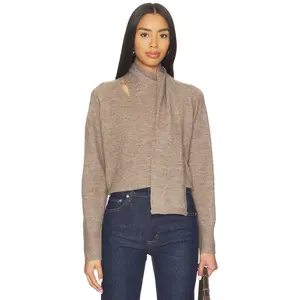 Line & Dot Billie Scarf Sweater in Taupe
