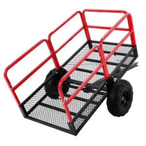 GARVEE Heavy Duty ATV Trailer Tow Behind Garden Dump Cart with 1500 Lbs Capacity and 22 Cu.Ft Volume, Steel Utility Trailer Featuring Removable Rear Panel, Designed for Lawn Mowers, Tractors, UTVs, and More