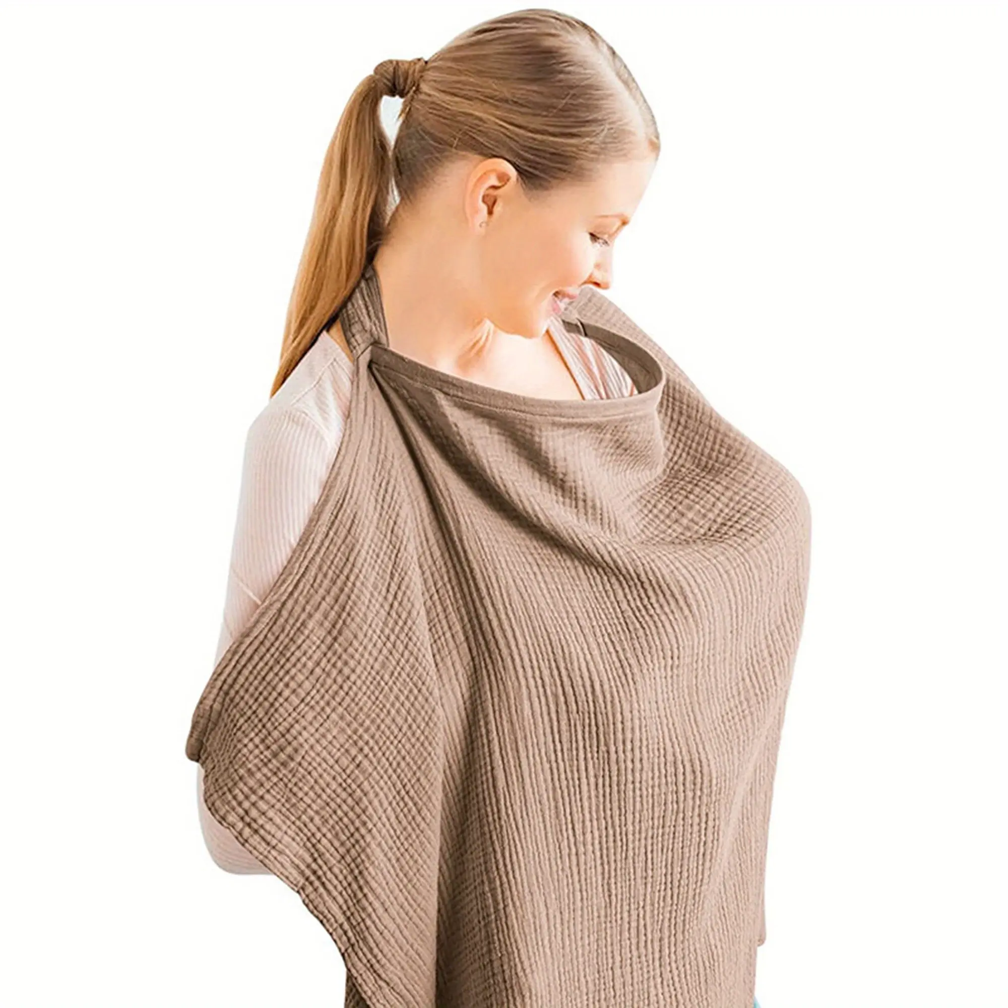 Breathable Canvas Nursing Cover, Multi-Purpose Car Seat Sunshade with Rigid Ring, Ideal for Mothers & Babies, Comfortable Breastfeeding Support, Nursing Accessories
