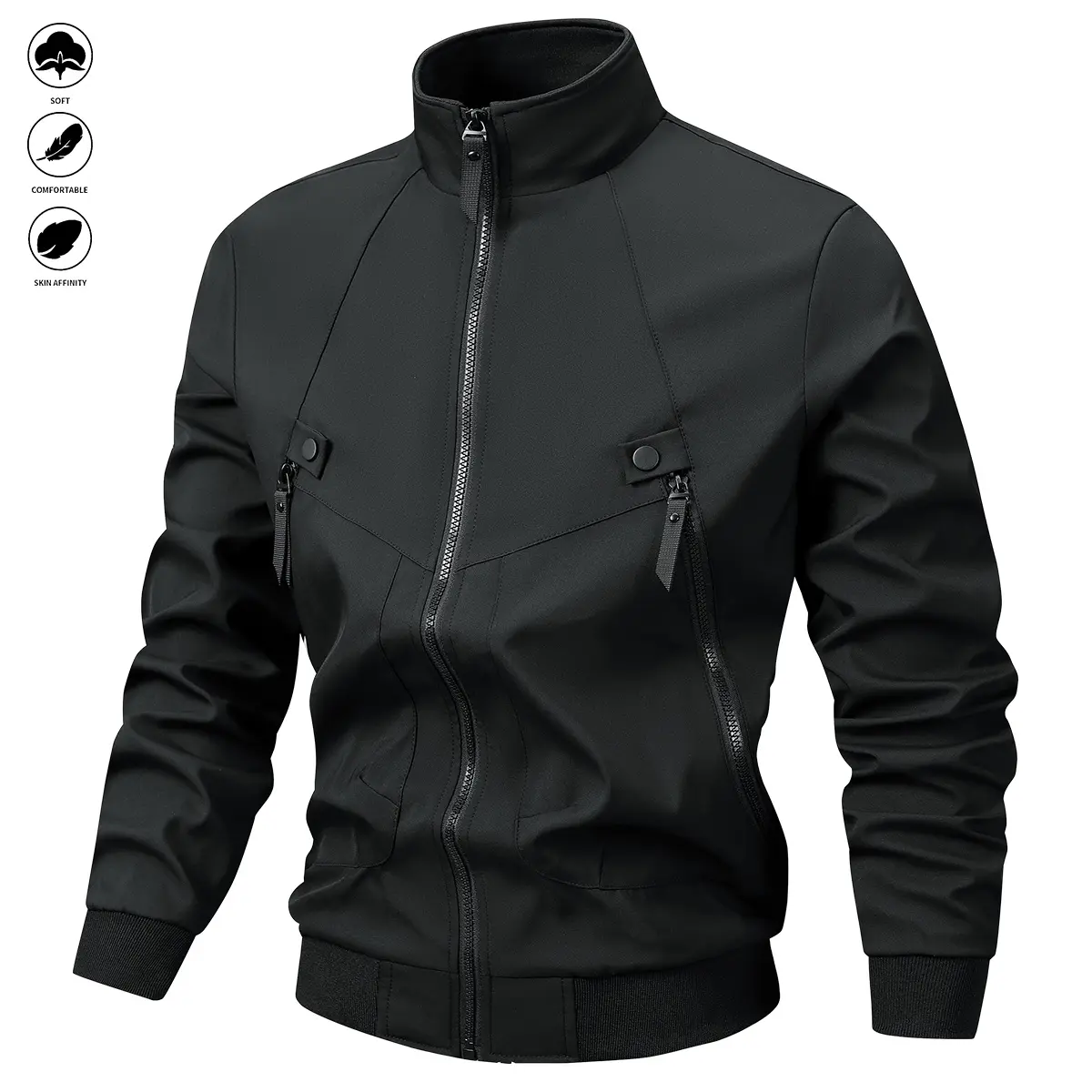 Men's 3-Pocket Lightweight Plain Casual Outdoor Jacket - Waterproof, Scratch-Resistant Windbreaker for Fall Camping, Menswear Tops Coats