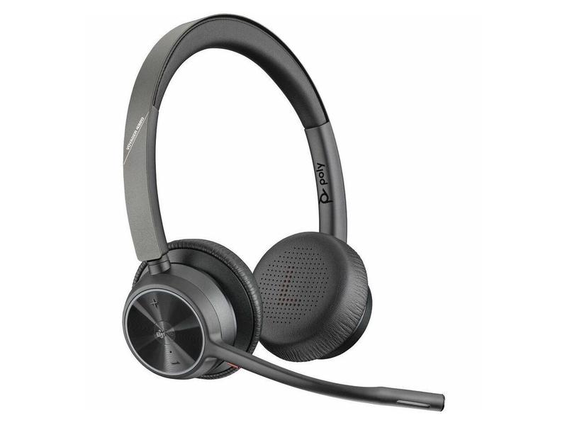 Poly Voyager 4300 UC 4320-M Headset - Google Assistant, Siri - Stereo - Wired/Wireless - Bluetooth - 164 ft - 20 Hz - 20 kHz - On-ear, Over-the-head - Binaural - Ear-cup - 4.92 ft Cable - MEMS Technol
