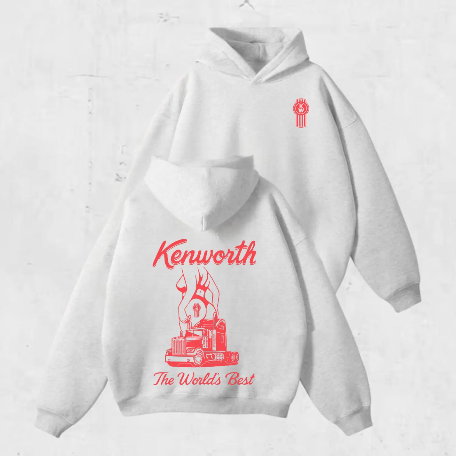 Kenworth Hoodie, Sweatshirt, T-Shirt, Featuring Red Kenworth Truck Graphic and Logo on Back with “The World’s Best” Slogan, Soft Cotton Fabric, Unisex Fit for Men and Women, Perfect for Truck Fans