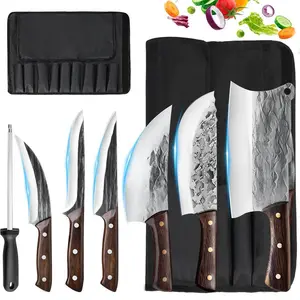 Chef Knife Set, Handmade High Carbon Stainless Steel Knife Set, Japanese Style Chef Knife Set, Professional Kitchen Knife Set, Butcher Boning Meat Cleaver, Best Gift#fathersdaygift