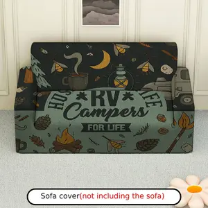1Pc RV Camping Outdoor Adventure Nature Fall Sofa Cover - Soft, Breathable with Elastic Fit, Machine Washable, Perfect for Thanksgiving & Autumn Decor, Sofa Covers for Living Room.