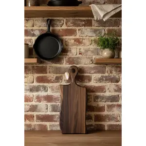 Handcrafted Cutting Board – 6" × 15" × 3/4" Black Walnut with Handle