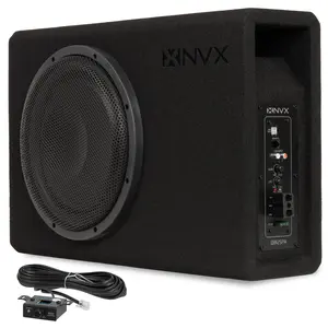 QB12SPA 1200W Peak (350W RMS) Single 12" Amplified Ported Loaded Subwoofer Enclosure with Remote Bass Knob and Amplifier Wiring Kit