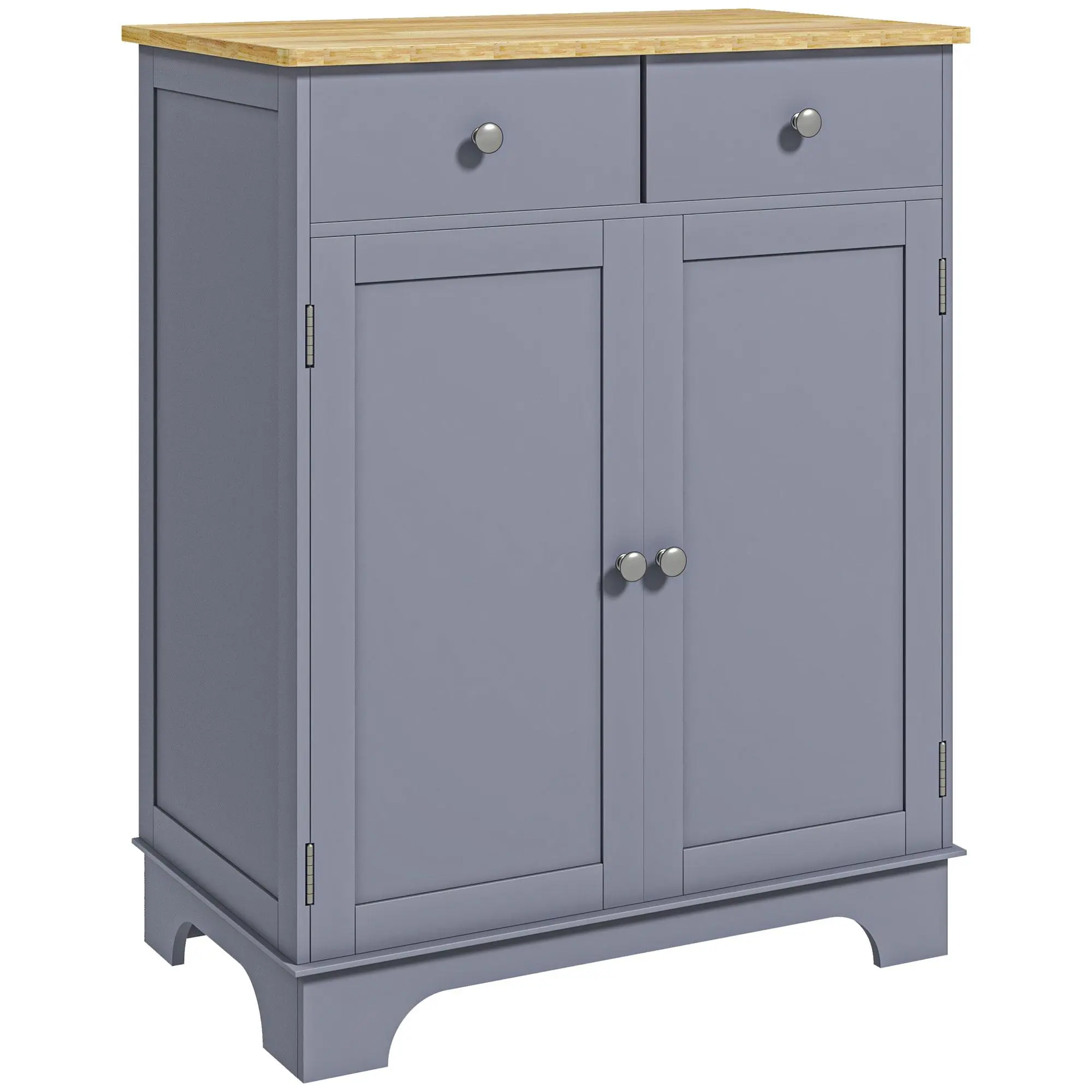 HOMCOM Solid Wood Countertop Dual Storage Sideboard - Modern Large Capacity Kitchen Cupboard with 2 Drawers, Doors, Adjustable Shelves Sideboards, Natural Rattan, Compartment Design Coffee Bar Cabinet, Dual Storage Sideboards