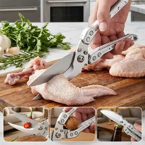 Folding Nakiri Knife Heavy Duty Poultry Scissors - Stainless Steel Kitchen Shears for Cutting Meat, Chicken Bone and Turkey, Detachable Sharp Shears Kitchenware Food