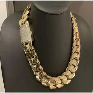 Hip Hop Jewelry Men Thick Miami Cuban Necklace 28mm 24 1kilo Gram 14k Gold Plated Plain Style 999 Silver Cuban Chain