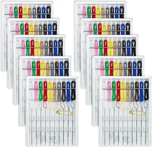 Yasdyri 10 Boxes Quick Fix Sewing Kit Pre Mini Threaded Needle Kit with Needles and Thread Box Each Box with 10 Pieces
