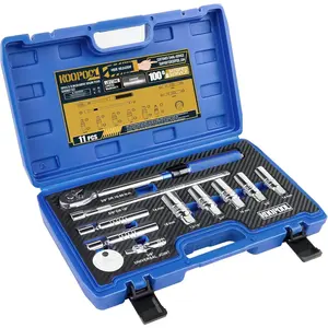 11pc Magnetic Spark Plug Socket Set, 3/8" Click Torque Wrench, Spark Plug Gap Tool, Magnetic Swivel Sockets, U Joint and 10" Extension Bar（11pcs）