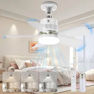 Light Socket Fan with Remote (Pairing Required), Ultra-Quiet High-Speed Fan, Adjustable 2800K–6000K LED Lighting, Memory Save, Built for Closets, Kitchens,  Attics, Kids Rooms & Compact Spaces
