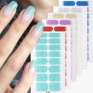 6-Piece Glitter Nail Art Stickers Set, Self-Adhesive Gradient Design, DIY Home Use for Women, Multi-Pack Manicure Kit, Glitter Decoration