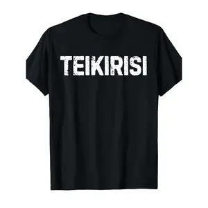 Men's Funny Spanish Mexican Joke Graphic Tee - 100% Cotton Oversized Relaxed Fit Print Menswear, Short Sleeve Round Neck Distressed "Take It Easy Teikirisi" White Text Black Casual Top for Daily Wear & Travel, All-Season Machine Washable
