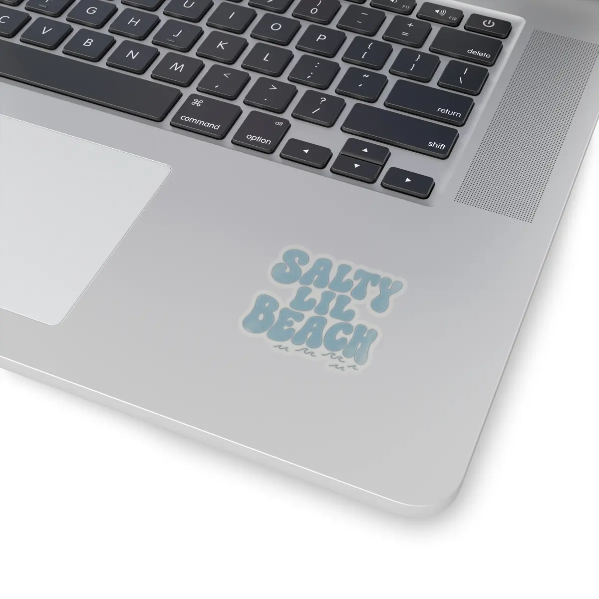 Salty Lil Beach Kiss-Cut Stickers - Retro Bubble Letter Glossy Collectibles for Adults, 100% Durable Vinyl, Available in 4 Sizes, Vivid Long-Lasting Colors, Strong Permanent Acrylic Adhesive for Journals, Road-Trip Playlists, Study Sessions