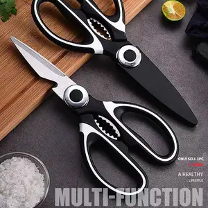 Stainless Steel Multifunctional Kitchen Scissors, Heavy Duty Chicken Bone Shears, Cut Bones/Meat, Scrape Fish Scales, Crack Nuts, Bottle Opener, Kitchen Gadget