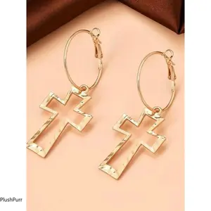 Trend Cross Design Dangle Earrings, 1 Pair Vintage Trendy Dangle Earrings, Chic Gorgeous Jewelry As Gift for Girlfriend