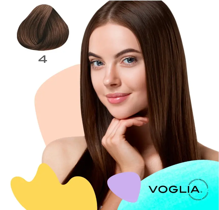 Voglia Permanent Hair Color Cream - #4 Medium Brown Hair Dye, Salon-Quality Haircare Product