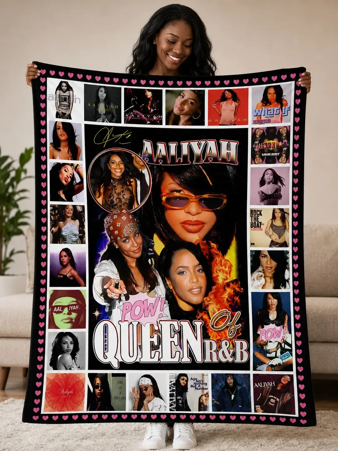Princess of R&B Vintage 90s R&B Y2K Music Style Flannel Throw Blanket, Retro Soul Aesthetic Plush Fleece Blanket, Soft Cozy Bedroom Sofa Decor Gift,warm