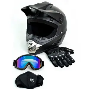 Adult Men’s Electric Bicycle Racing Helmet DOT Certified, 4 in 1 Full Face Aero Helmet with Goggles Gloves Face Shield, Windproof Breathable Adjustable Safety Helmet