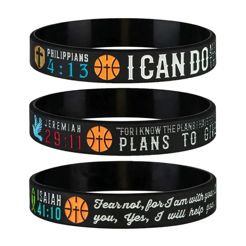 3pcs Fashion Letter Pattern Bangle for Men & Women, Sporty Silicone Basketball Wristband, Silicone Wristbands for Daily Use and Sport, 2024 New Minimalist Aesthetic Jewelry Gift