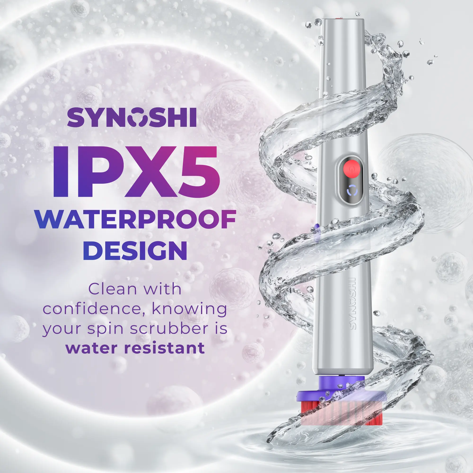 SYNOSHI Pro 2-in-1 Electric Spin Scrubber Waterproof Adjustable Angles ...