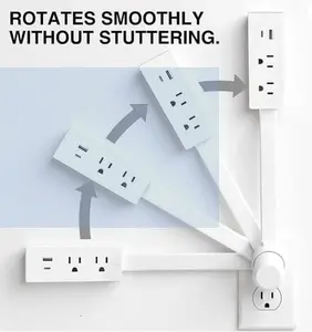 Electrical Outlet Extender Features USB-A,USB-C,2 AC Outlets,Wall Power Socket Expander Stick,Extendable Rotating Electric Outlet Plug Adapter Nightstands, Sofa,Desks and More Hard to Reach Spaces