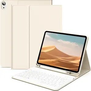 Keyboard Case for iPad 10th Generation (10.9 Inch 2022) / iPad (A16) 11th (11 inch 2025) with Left Pencil Holder, Thin&Light, Stand Folio Detachable   Keyboard Case, Cream White
