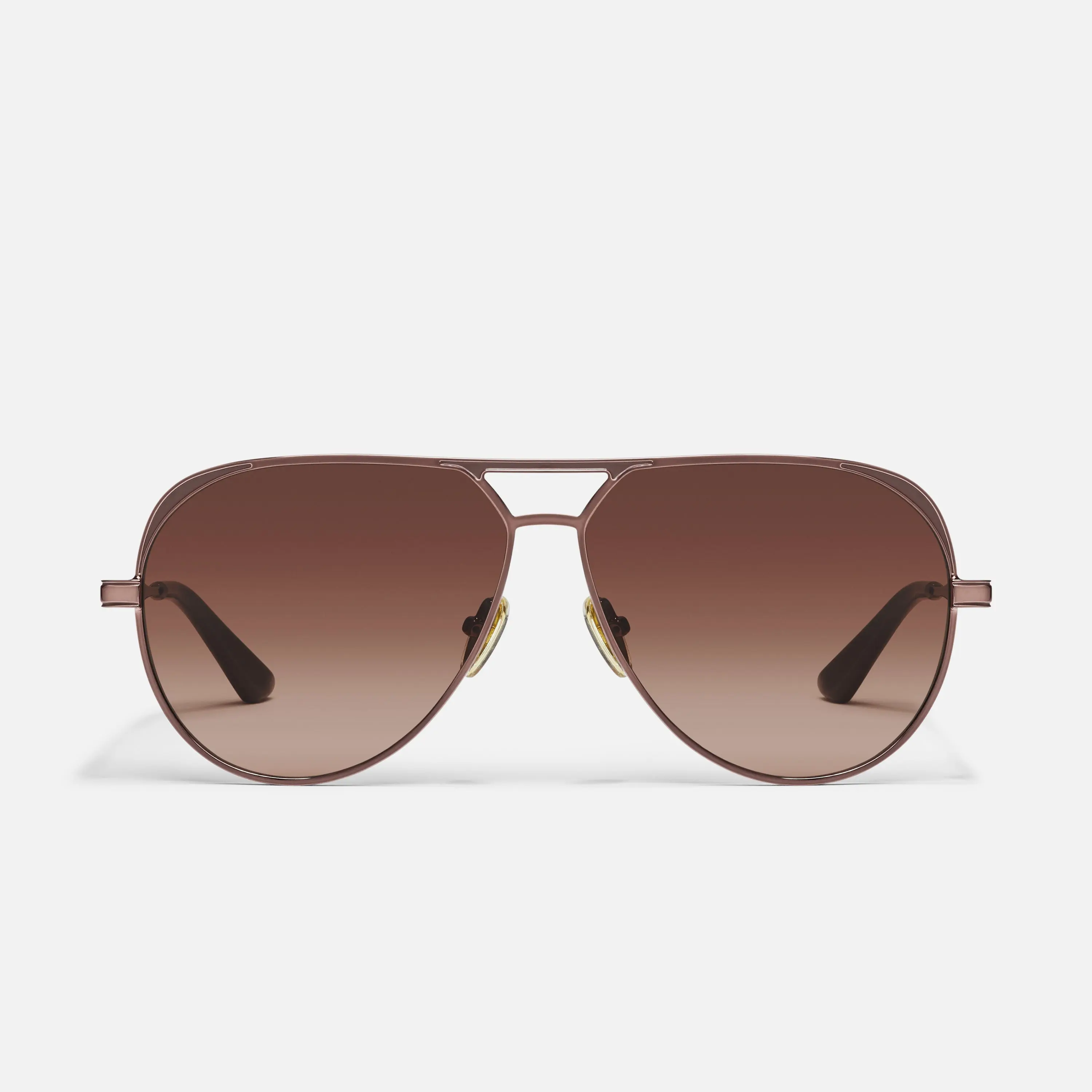 QUAY AUSTRALIA OPEN TAB Gold Modern Aviator Sunglasses with Adjustable Silicone Nose Pads & Tapered Arms