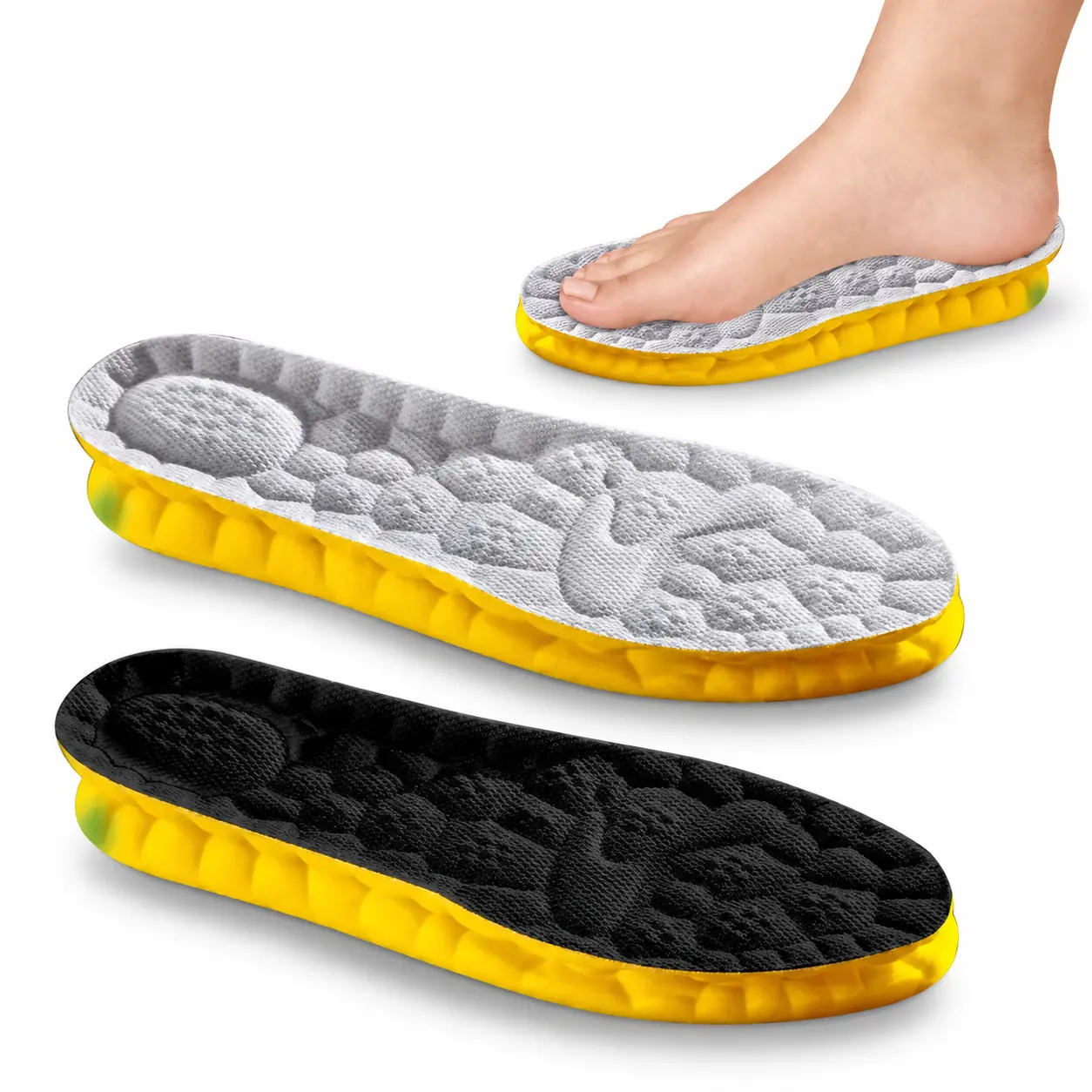4D Cloud Technology Sports Insoles for Shoes PU Sole Soft Breathable Shock Absorption Cushion Running Orthopedic Care Insoles