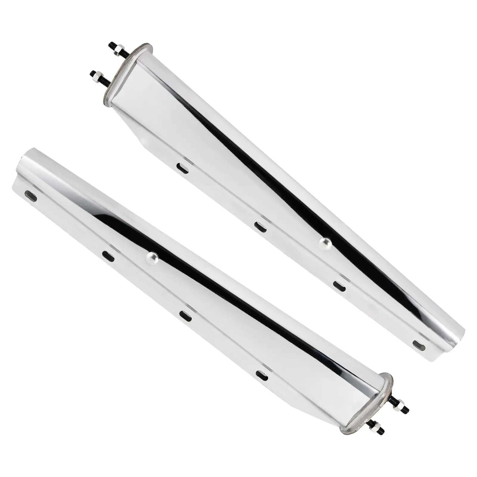 Mud Flap Hanger Spring Loaded Stainless Steel Chromed 1-1/8", 2.5"Bolt Spacing 30" Length Rear Bar, Spring Loaded Straight Mud for Semi Trucks, Silver