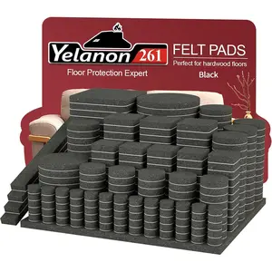 Felt Furniture Pads for Floors -261 Pcs Protectors for Furniture, Felt Pads for Chair Legs, Black