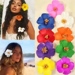 2026 New Old Money Minimalist 4/9Pcs Hibiscus Flower Hair Clips, Bohemian Tropical Beach Style, Lightweight Waterproof PVC Hairpins, Elegant Summer Holiday Daily Hair Accessories