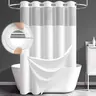 DYNAMENE Premium No-Hook Fabric Waffle Shower Curtain Set, Heavy-Duty Double Layer with Snap-In Detachable Waterproof Liner & Mesh Window, Contemporary Matte Finish Easy-Install Modern Home Decor for Hotel-Inspired Bathrooms (Elegant Shower Curtain Sets)