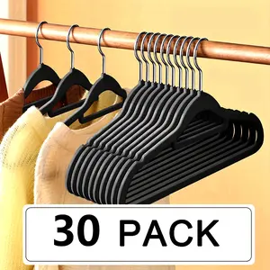 Thickened and durable flocked non-slip hangers, leave no marks or bulges when hanging clothes in the wardrobe, suitable for balcony drying, windproof and non-slip, universal for dormitory dressing rooms, space-saving and easy to store