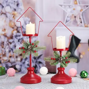 Christmas Snowhouse Candle Holder, Metal Candlestick, Pinecone Decorations, Atmosphere Setup, Home Decoration, Wedding Photo Prop