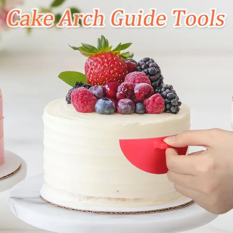Cake Piping Arch Guide Tool Set, 2PCS Multi Size Curved Ruler Ruffle Scoring Marker Tool, Food Grade Cake Decorating Supplies, Cake Decorating Tools for 6-10 Inch Cakes, for Beginner Bakers Home Bakery Cake DIY Decor