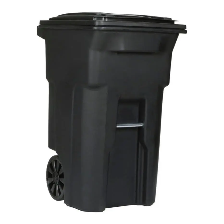 Eco-Ready 55-Gallon Black Plastic Trash Can with Wheels and Lid for Easy Collection and Storage White Recycling Bin Gray Square Rollout Waste Container