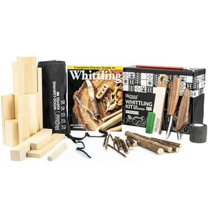 K.37 Wood Whittling Kit for Beginners - Pre-Sized Carving Blocks & Sticks for 15 Projects, All-in-One Wood Carving Kit, Includes Whittling Book for Beginners (Ages 14+)