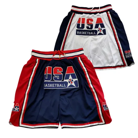 Men's 2025 Cotton Quick Dry Loose Fit Basketball Shorts - 4-Pocket Carry, 1992 Jersey Style, Embroidered, Big Multi-Sizes, Blue/White, High-Quality Sewing, Court/Outdoor Sports Workout Training Bottoms, Mixed Wholesale & Retail Accepted, Fourpocket Carry